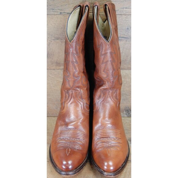 Vintage DAN POST Men\'s 9.5 D #9398 All Leather Brown Western Cowboy Boots main image 4